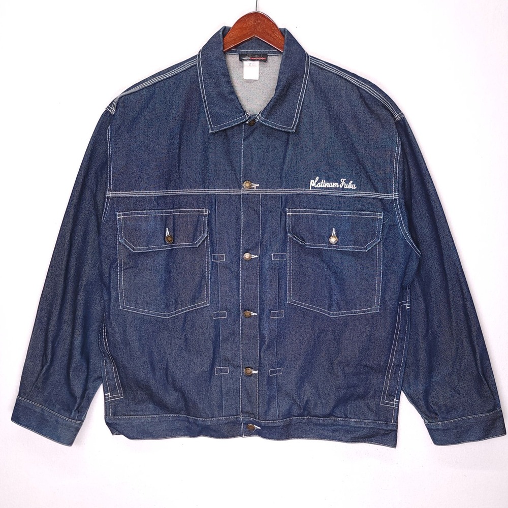 Platinum FUBU Fat Albert Denim Jacket Mens XXL Dark Wash Vintage 90s Hip Hop